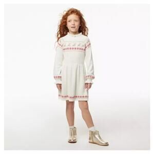 Janie and Jack Fair Isle Reindeer Christmas Poinsettia Sweater Dress 12-24 month